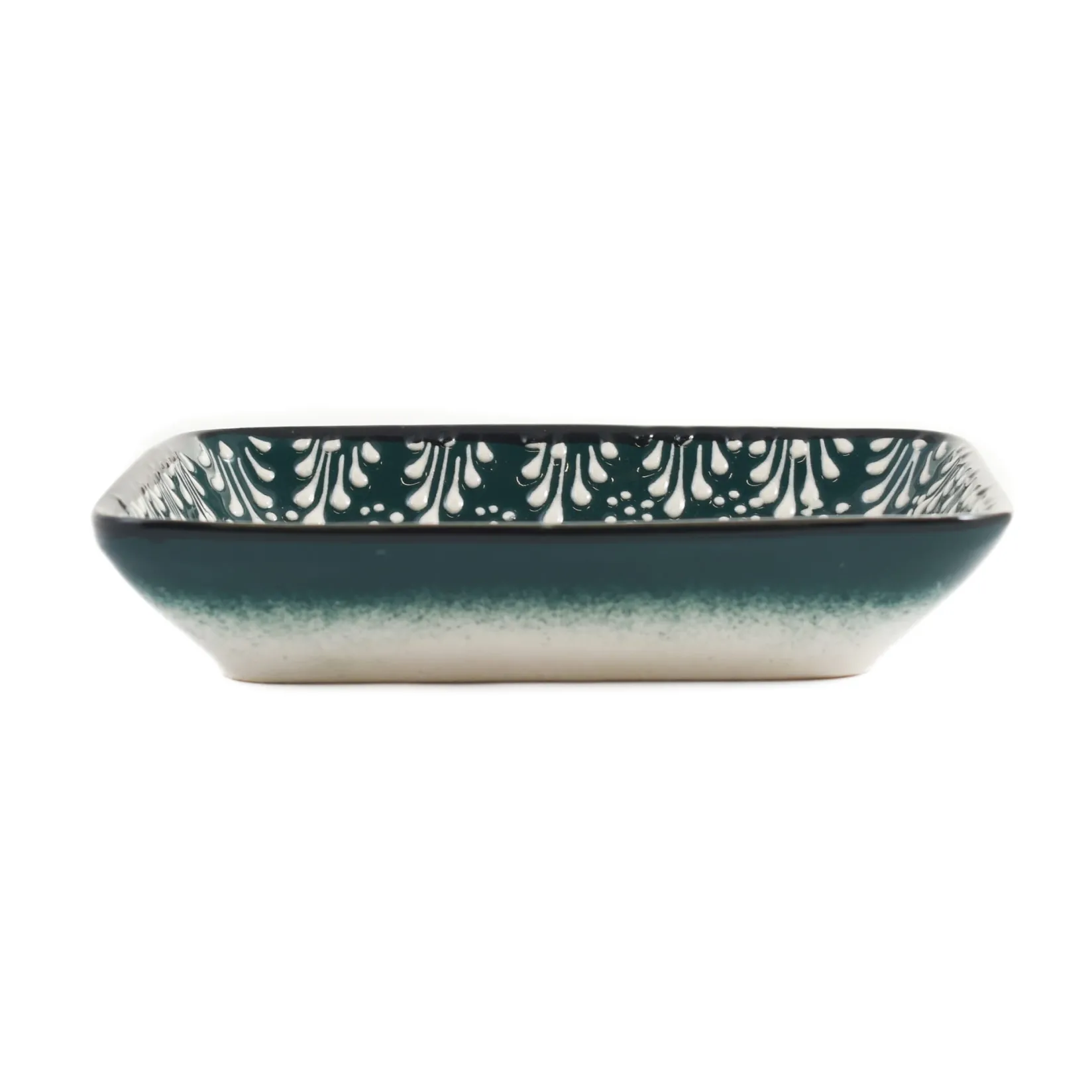 El Boyali Seramikler Tableware Brands|Serveware^Yesil Ve Beyaz Boyali Rectangular Serving Dish, 16x11.5cm