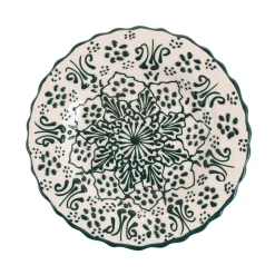 El Boyali Seramikler Tableware Brands|Plates^Yesil Ve Beyaz Boyali Wavy Side Plate, 19cm
