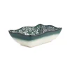 El Boyali Seramikler Tableware Brands^Yesil Ve Beyaz Boyali Wavy Edge Snack Dish, 13.5cm