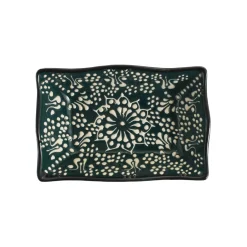 El Boyali Seramikler Tableware Brands^Yesil Ve Beyaz Boyali Wavy Edge Snack Dish, 13.5cm