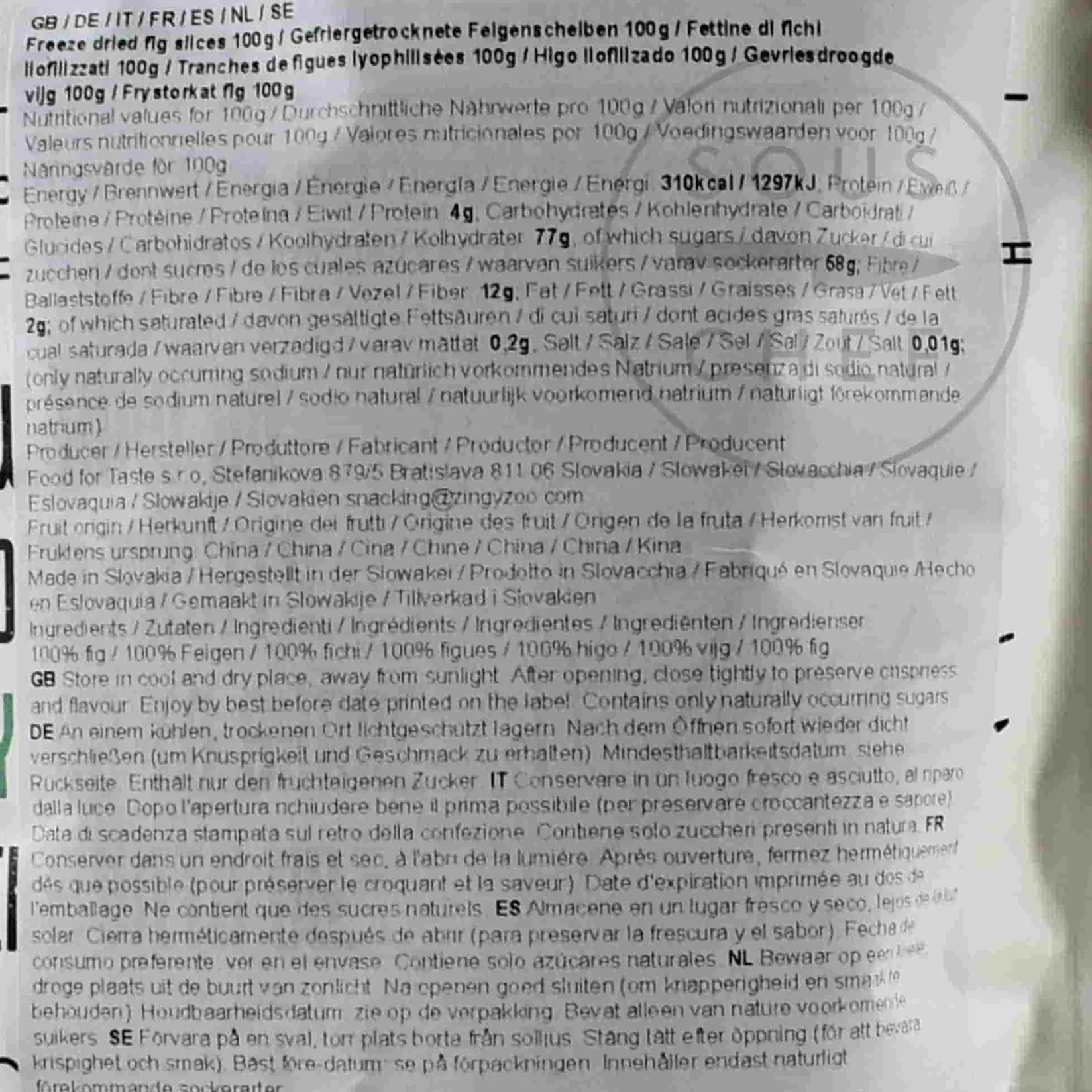 ZingyZoo Ingredients Brands|Baking Ingredients^Freeze Dried Fig Slices, 100g